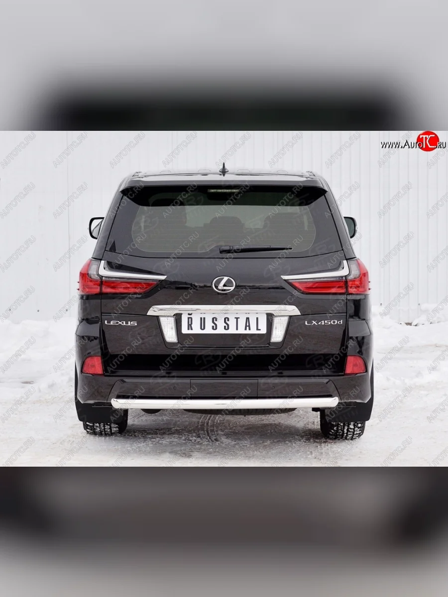 Защита заднего бампера (Ø63 мм, нержавейка, NOT F-SPORT/HERITAGE) SLITKOFF Lexus LX450d J200 2-ой рестайлинг (2015-2022)  с доставкой в г. Керчь