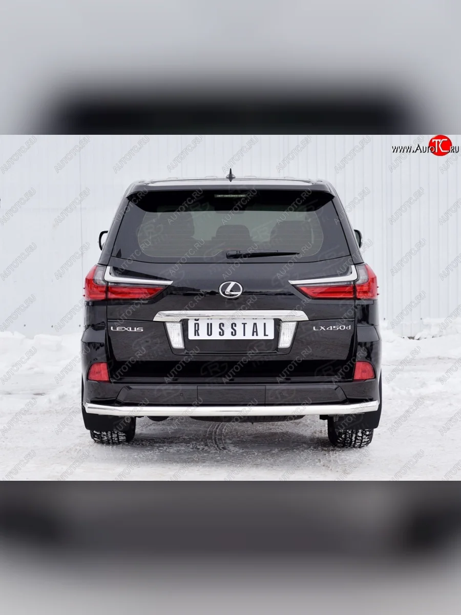 Защита заднего бампера (Ø63 мм, нержавейка, NOT F-SPORT/HERITAGE) SLITKOFF Lexus LX450d J200 2-ой рестайлинг (2015-2022)  с доставкой в г. Пермь