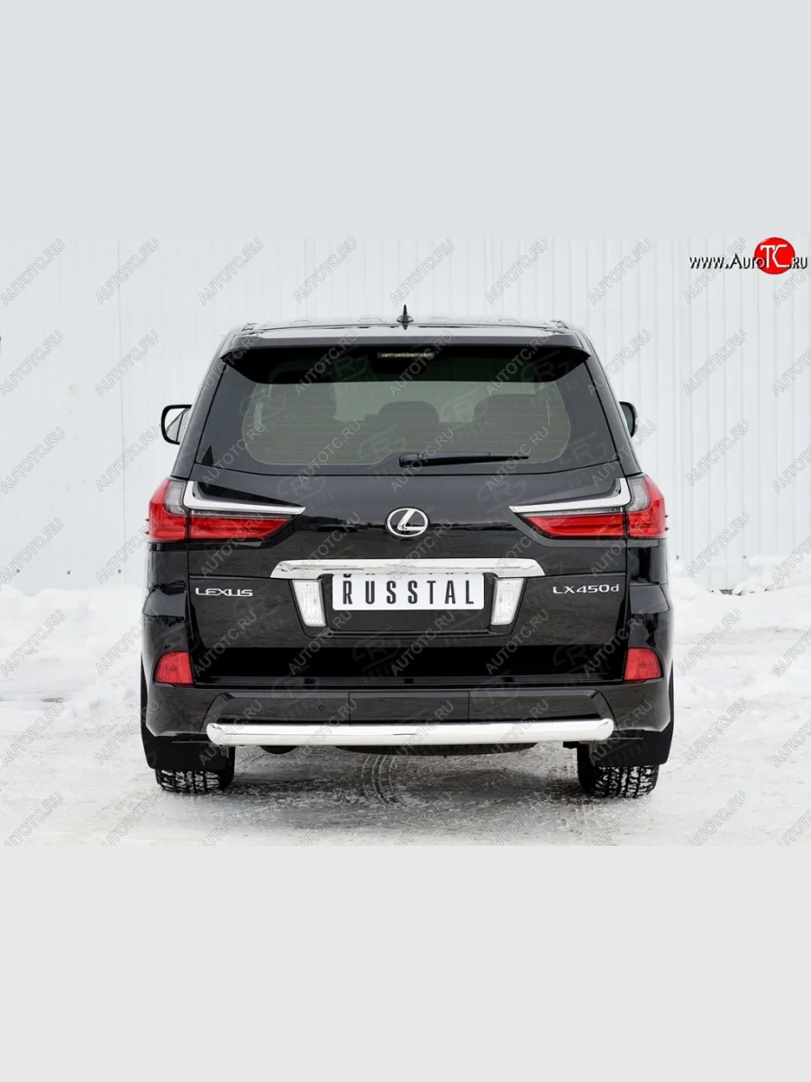 Защита заднего бампера (Ø76 мм, нержавейка, NOT F-SPORT/HERITAGE) SLITKOFF Lexus LX450d J200 2-ой рестайлинг (2015-2022)  с доставкой в г. Керчь