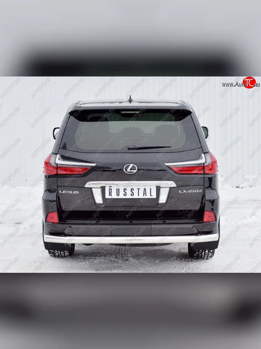 Защита заднего бампера (Ø76 мм, нержавейка) SLITKOFF Lexus LX450d J200 2-ой рестайлинг (2015-2022)  с доставкой в г. Керчь