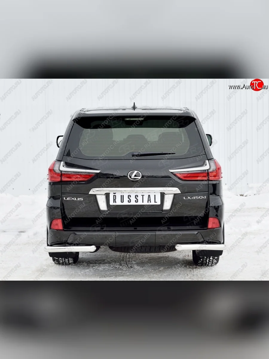 Защита заднего бампера (Ø63 мм уголки, нержавейка) SLITKOFF Lexus LX450d J200 2-ой рестайлинг (2015-2022)  с доставкой в г. Керчь