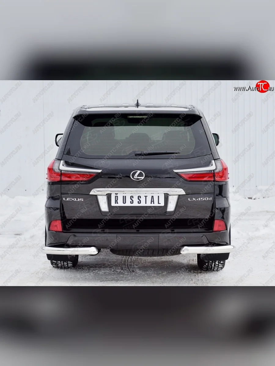 Защита заднего бампера (Ø76 мм уголки, нержавейка) SLITKOFF Lexus LX450d J200 2-ой рестайлинг (2015-2022)  с доставкой в г. Керчь