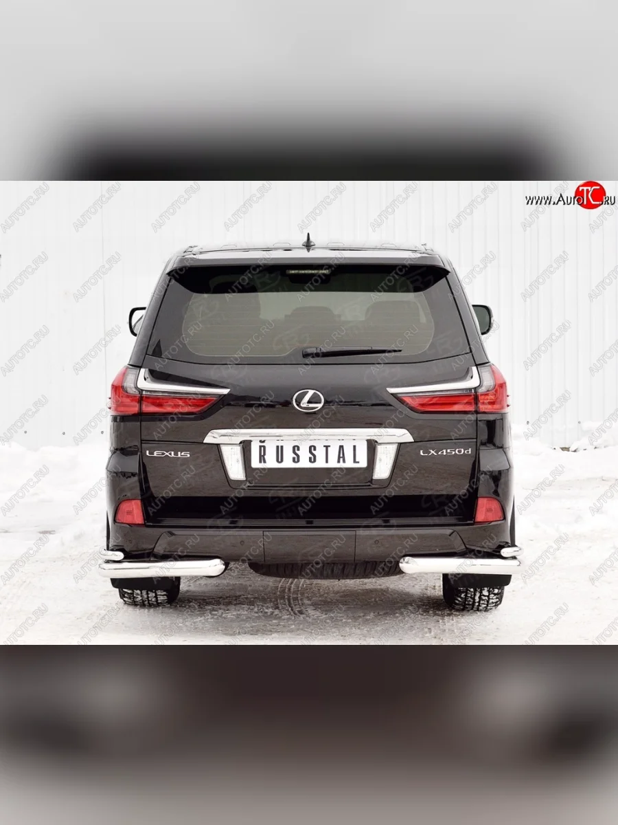 Защита заднего бампера из двойных боковых уголков с диаметром труб 76 и 42 мм SLITKOFF Lexus LX450d J200 2-ой рестайлинг (2015-2022)  с доставкой в г. Керчь