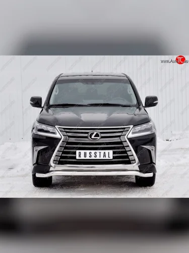 Защита переднего бампера (Ø63 мм, нержавейка) SLITKOFF Lexus LX450d  J200 (2015-2022) 2-ой рестайлинг