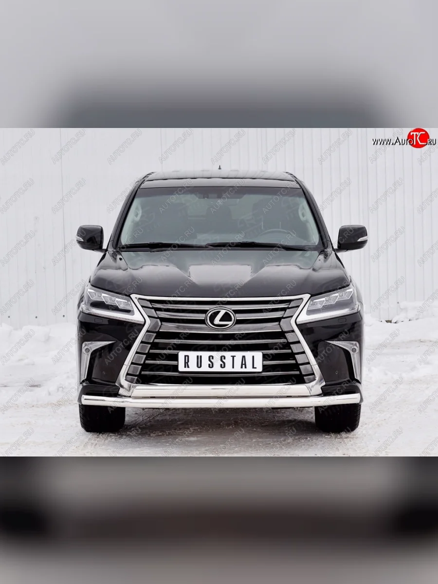 Защита переднего бампера (2 трубыØ63 и 75х42 мм, нержавейка) Russtal Lexus LX450d J200 2-ой рестайлинг (2015-2022)  в Керчи Республика Крым