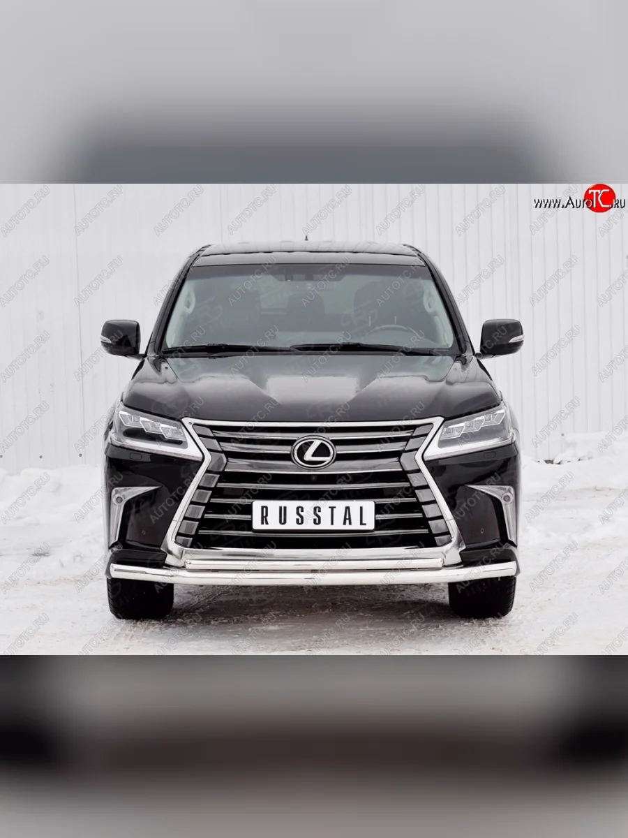 Защита переднего бампера (2 трубыØ63 и 42 мм, нержавейка) SLITKOFF  Lexus LX450d (2015-2022) J200  в Перми Пермском крае