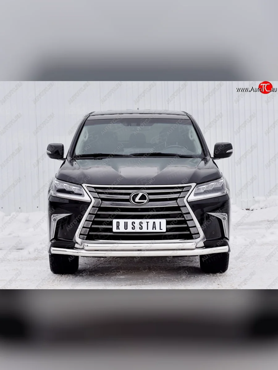 Защита переднего бампера (2 трубыØ63 мм, нержавейка) SLITKOFF  Lexus LX450d (2015-2022) J200  в Керчи Республика Крым