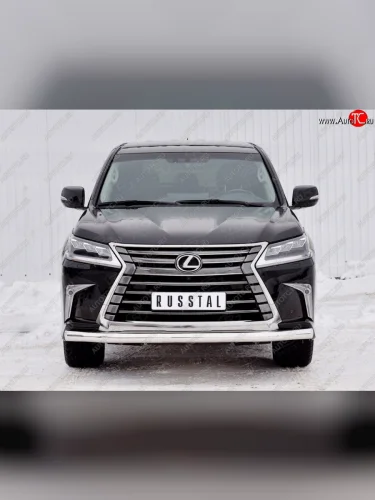 Защита переднего бампера (Ø76 мм, нержавейка) SLITKOFF Lexus LX450d  J200 (2015-2022) 2-ой рестайлинг