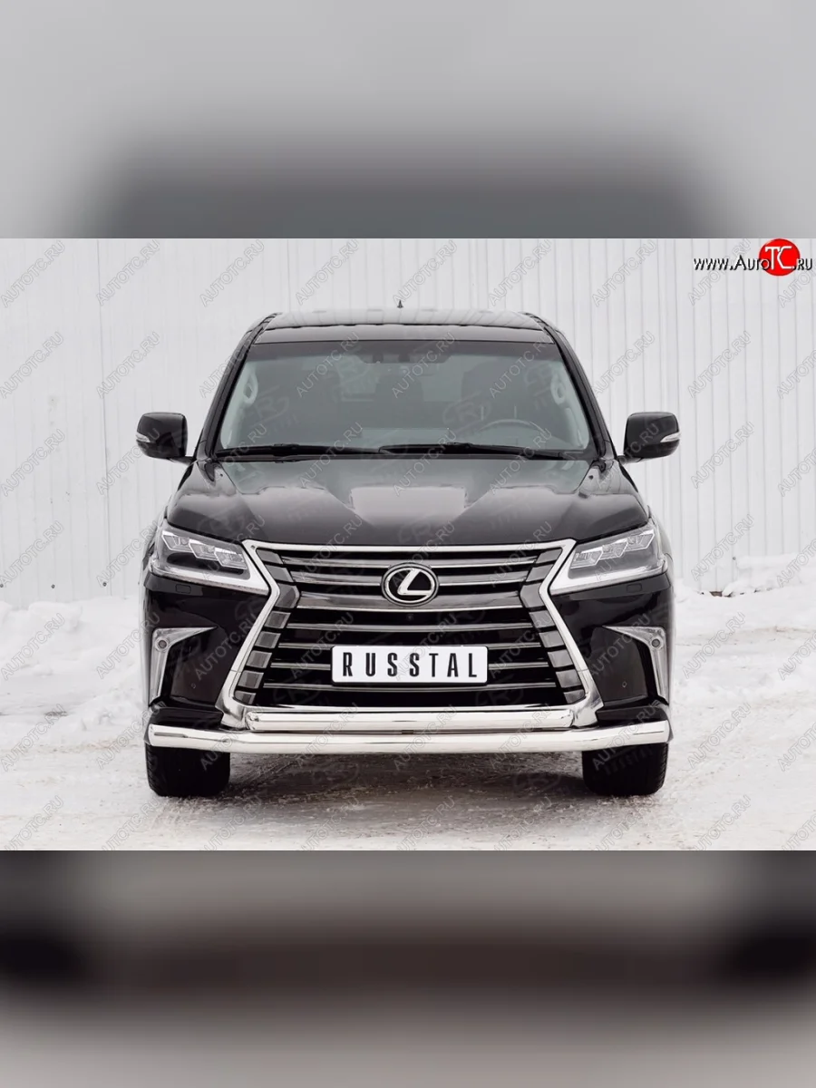 Защита переднего бампера (2 трубыØ76 и 63 мм, нержавейка) SLITKOFF  Lexus LX450d (2015-2022) J200  в Керчи Республика Крым