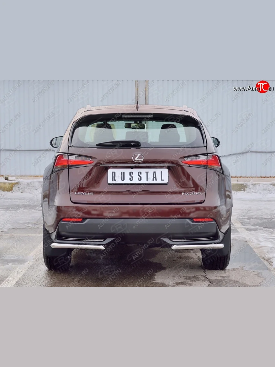 Защита заднего бампера (Ø42 мм уголки, нержавейка) SLITKOFF Lexus NX200 Z10 дорестайлинг (2014-2017)  с доставкой в г. Керчь