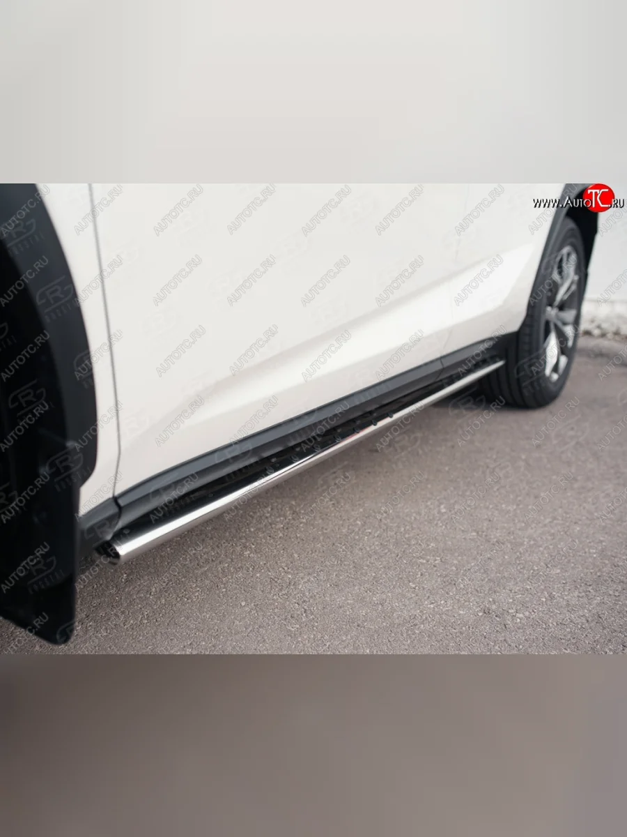 Защита порогов из овальной трубы диаметром 75x42 мм с проступью Russtal Lexus NX200 Z10 дорестайлинг (2014-2017)  в Керчи Республика Крым