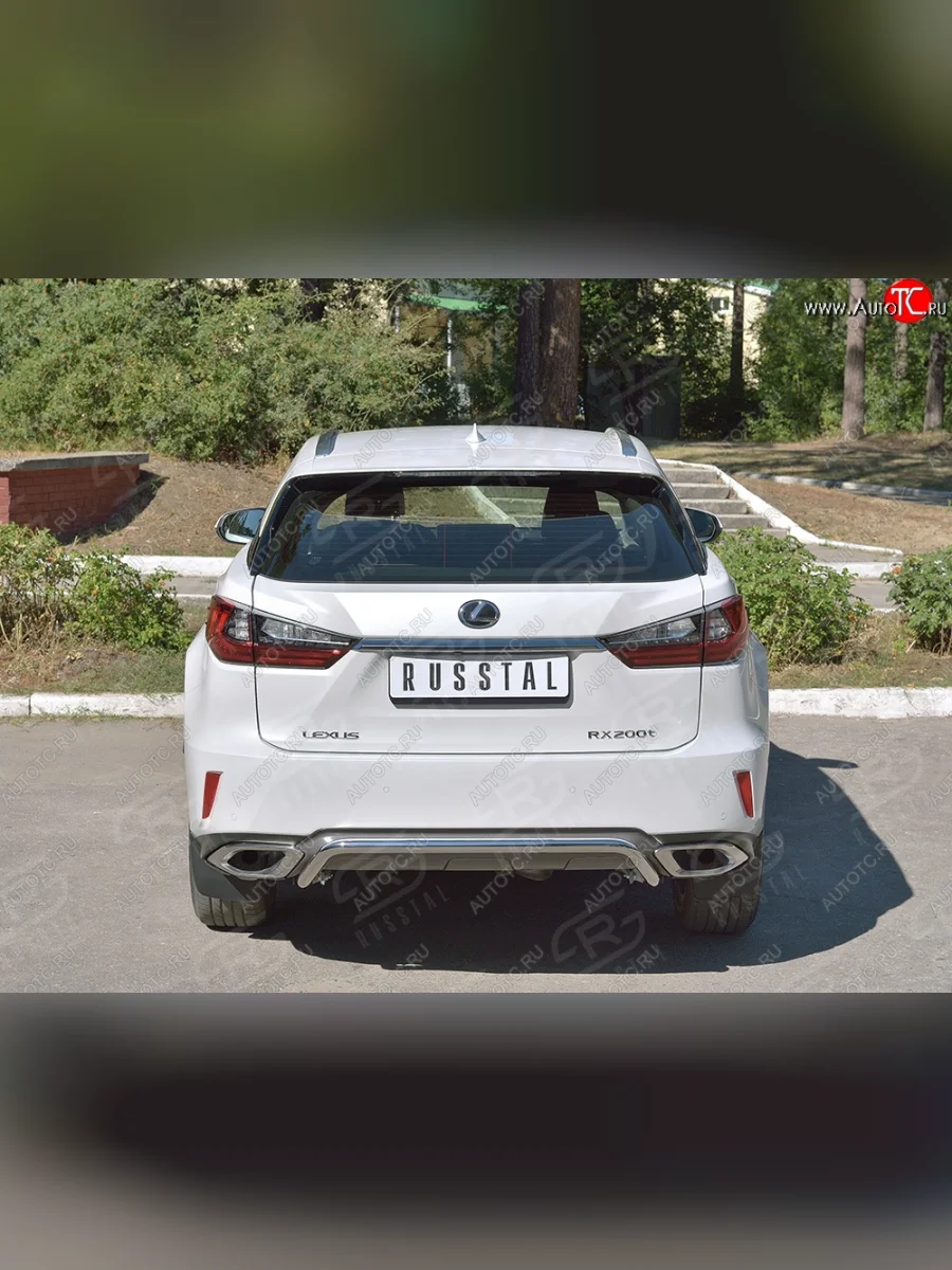 Защита заднего бампера (Ø42 мм волна под машину, нержавейка) SLITKOFF Lexus RX 200T AL20 дорестайлинг (2015-2017)  в Перми Пермском крае