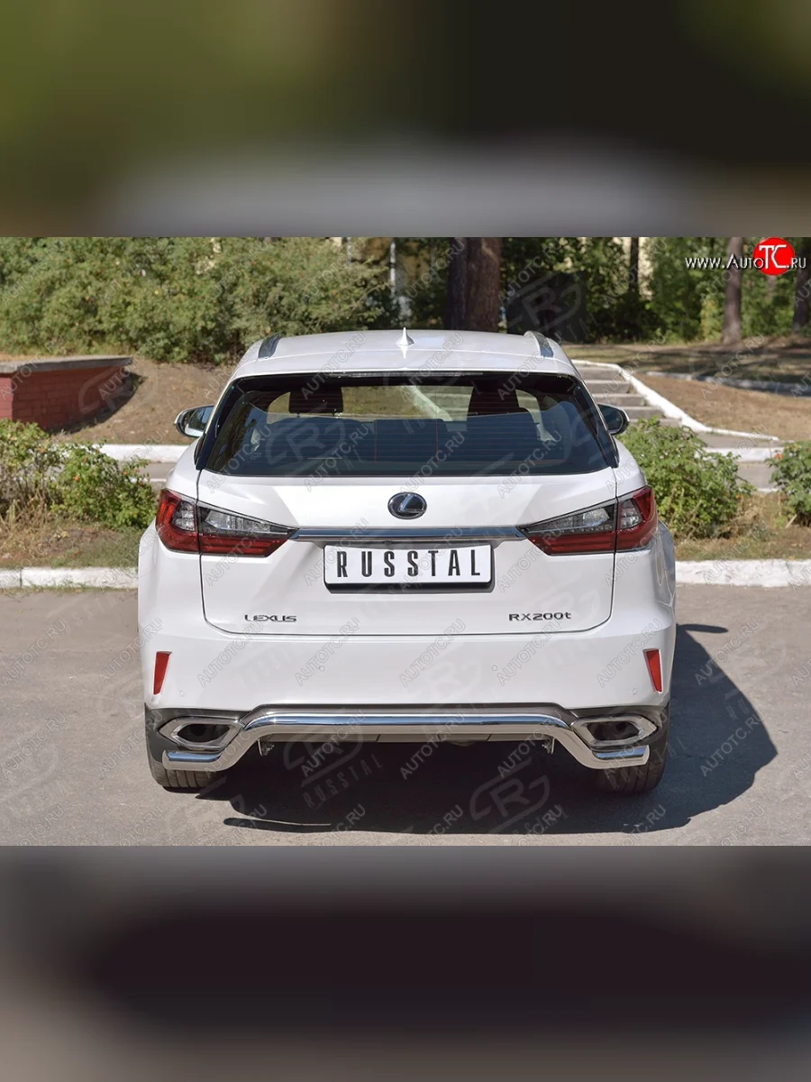 Защита заднего бампера диаметром 63 мм с изгибом SLITKOFF Lexus RX 200T AL20 дорестайлинг (2015-2017)  с доставкой в г. Керчь