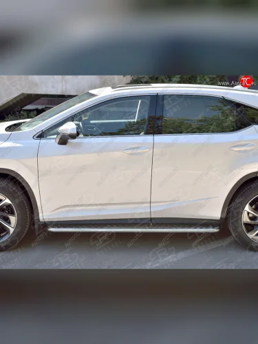 Широкая защита порогов из трубы диаметром 42 мм SLITKOFF Lexus RX  200T (2015-2017) AL20 дорестайлинг