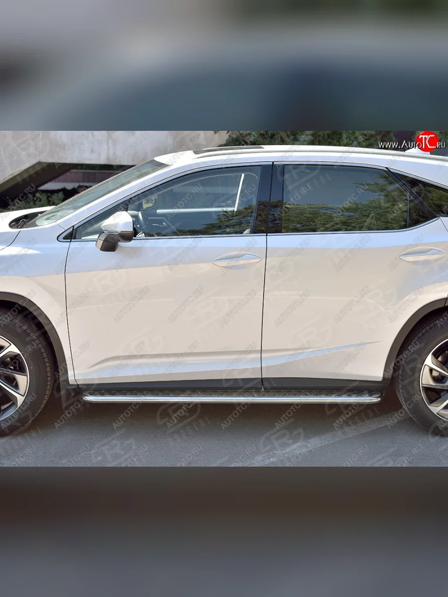 Широкая защита порогов из трубы диаметром 42 мм SLITKOFF Lexus RX 200T AL20 дорестайлинг (2015-2017)  в Керчи Республика Крым