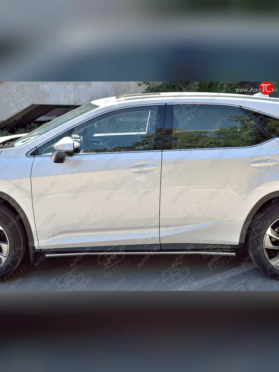 Защита порогов из круглой трубы диаметром 42 мм SLITKOFF Lexus RX 200T AL20 дорестайлинг (2015-2017)  в Перми Пермском крае