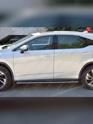 Защита порогов (Ø75х42 мм с проступью) Russtal Lexus RX 200T AL20 дорестайлинг (2015-2017)