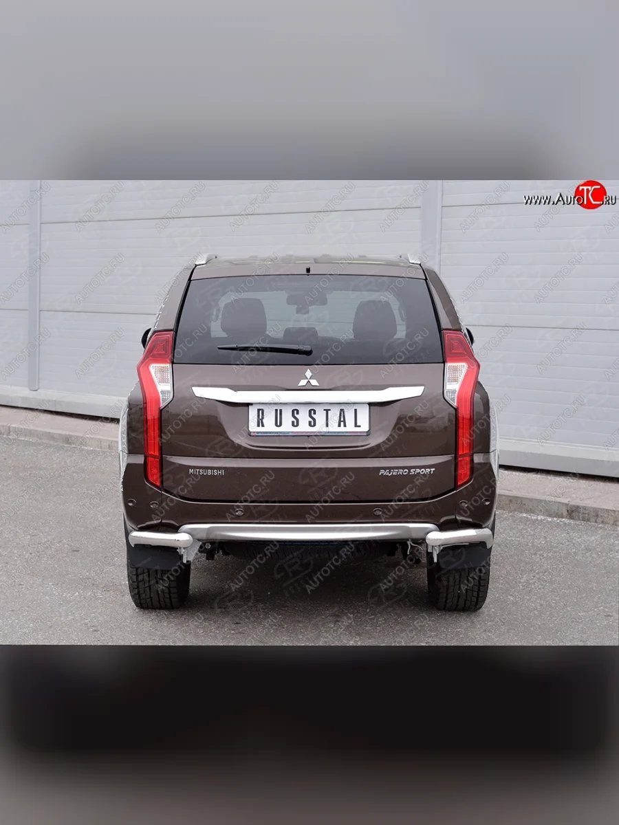 Защита заднего бампера (Ø63 мм уголки, нержавейка) SLITKOFF  Mitsubishi Pajero Sport (2015-2021) QE  В Кинешме Ивановской области