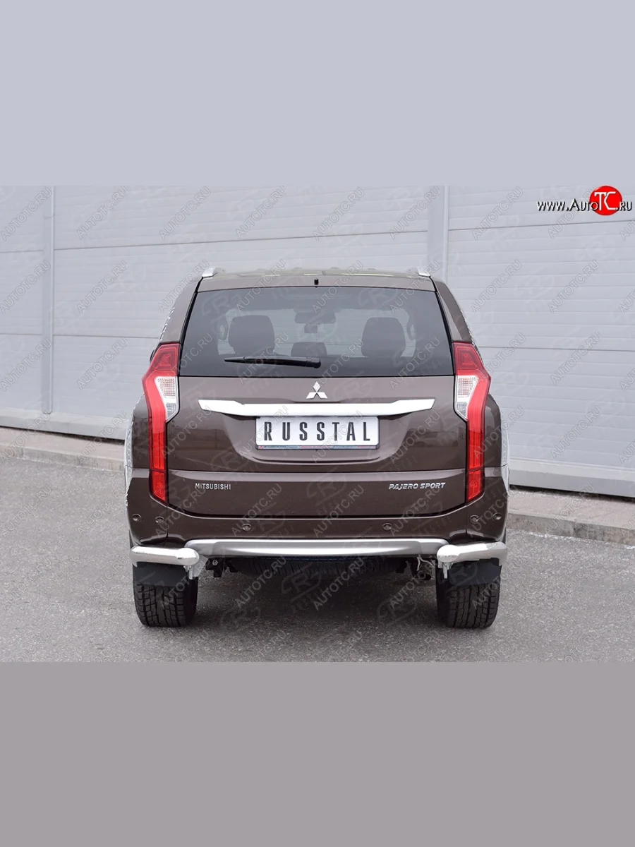 Защита заднего бампера (Ø76 мм уголки, нержавейка) SLITKOFF  Mitsubishi Pajero Sport (2015-2021) QE  В Кинешме Ивановской области