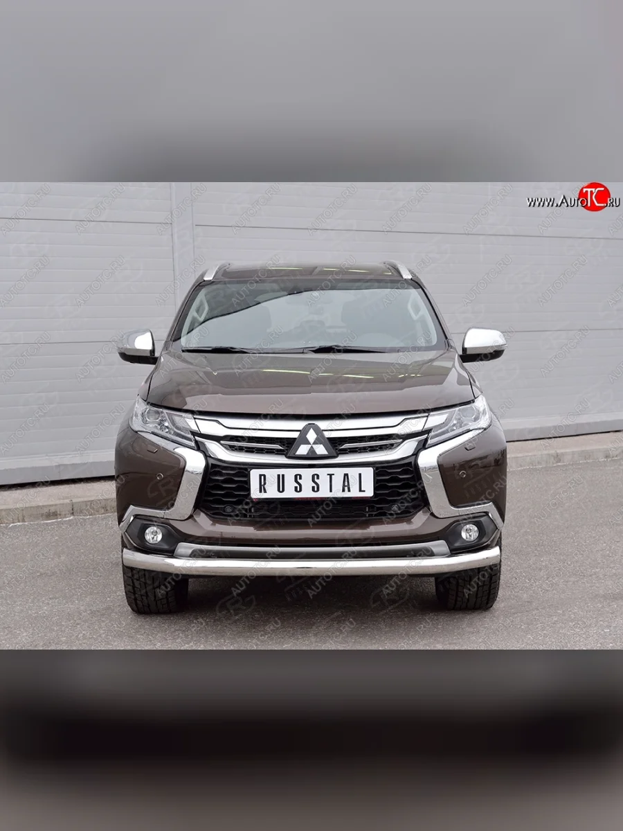 Защита переднего бампера (Ø76 мм, нержавейка) SLITKOFF  Mitsubishi Pajero Sport (2015-2021) QE  в Самаре Самарской области