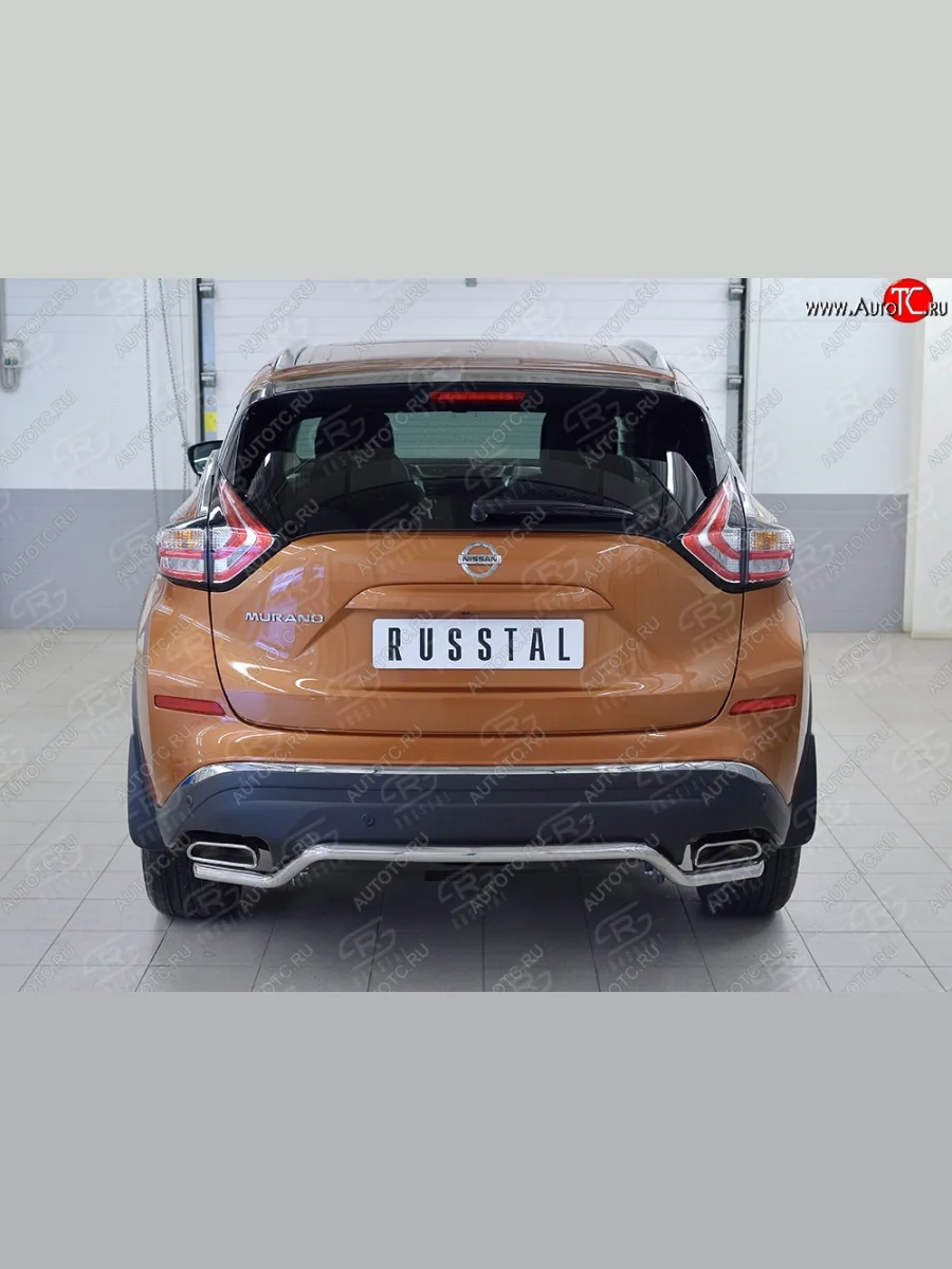 Защита заднего бампера (Ø42 мм волна, нержавейка) SLITKOFF Nissan Murano 3 Z52 дорестайлинг (2015-2022)  В Кинешме Ивановской области