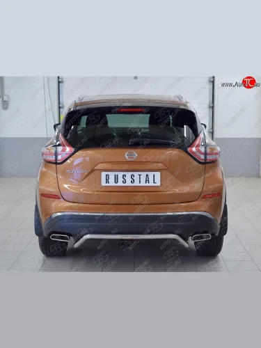 Защита заднего бампера (Ø42 мм волна под машину, нержавейка) SLITKOFF Nissan Murano  3 Z52 (2015-2022) дорестайлинг