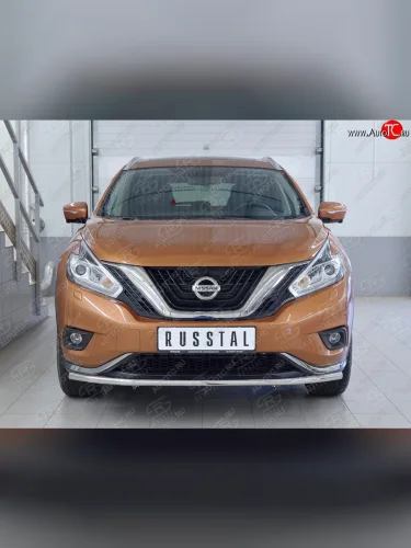 Защита переднего бампера (Ø42 мм, нержавейка) SLITKOFF Nissan Murano  3 Z52 (2015-2022) дорестайлинг
