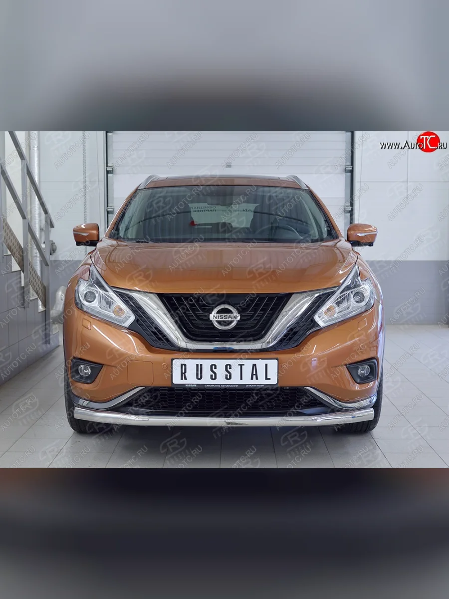 Защита переднего бампера (Ø63 мм, нержавейка) SLITKOFF Nissan Murano 3 Z52 дорестайлинг (2015-2022)  в Самаре Самарской области