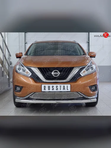 Защитная решётка в воздуховод бампера Berkut (нержавейка) Nissan Murano 3 Z52 дорестайлинг (2015-2022)