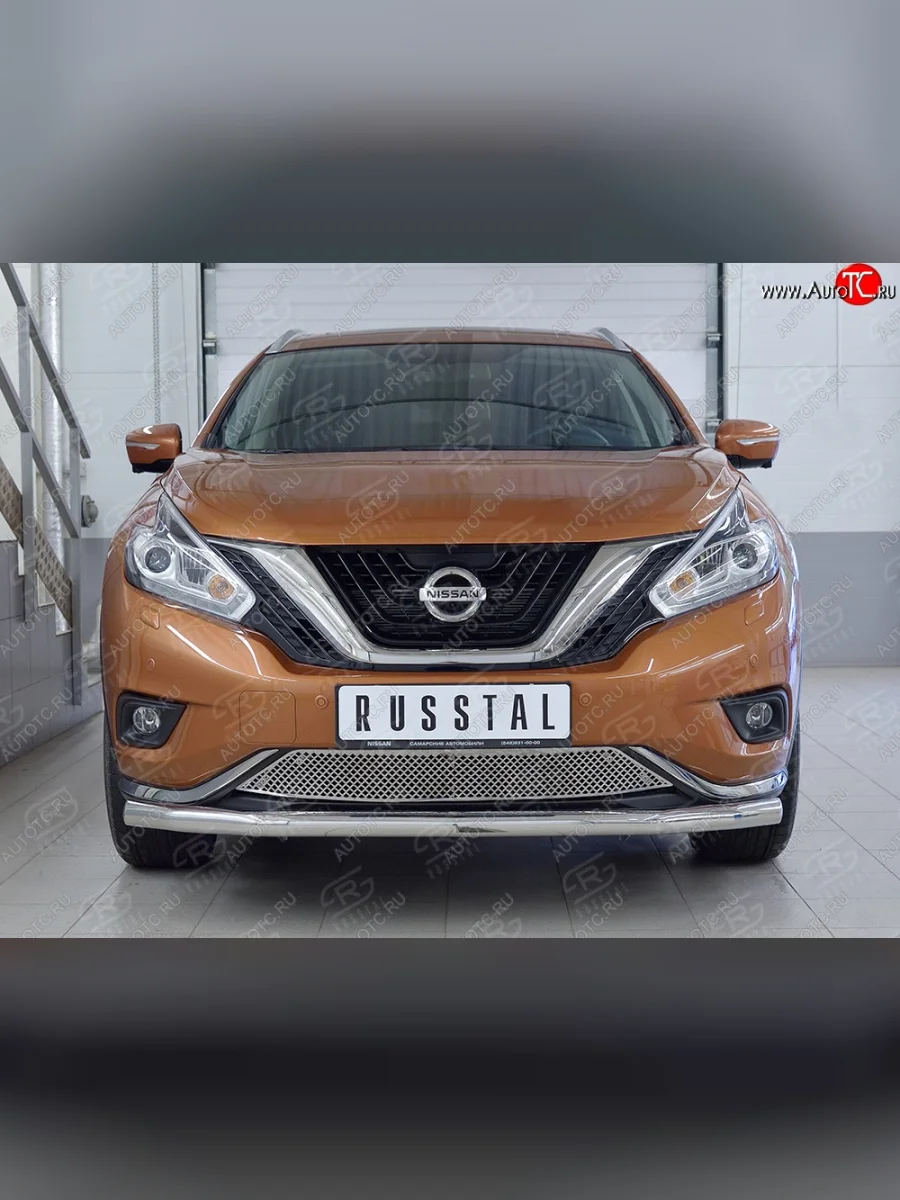 Защитная решётка в воздуховод бампера Berkut (нержавейка) Nissan Murano 3 Z52 дорестайлинг (2015-2022)  в Самаре Самарской области