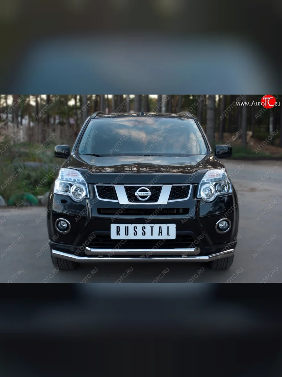 Защита переднего бампера (2 трубыØ63 мм, нержавейка) SLITKOFF  Nissan X-trail (2010-2015) 2 T31  в Самаре Самарской области