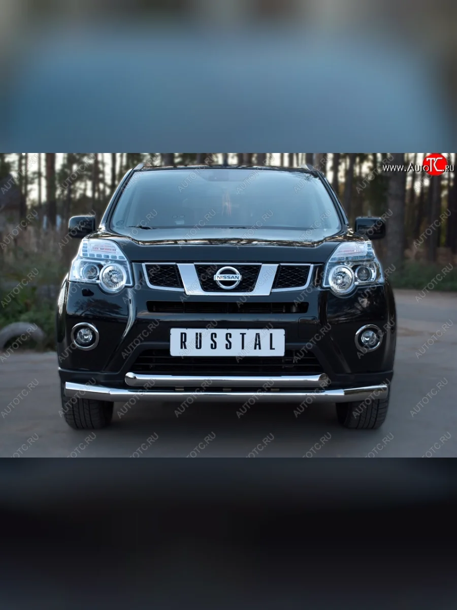 Защита переднего бампера (2 трубыØ76 и 63 мм, нержавейка) SLITKOFF  Nissan X-trail (2010-2015) 2 T31  в Самаре Самарской области