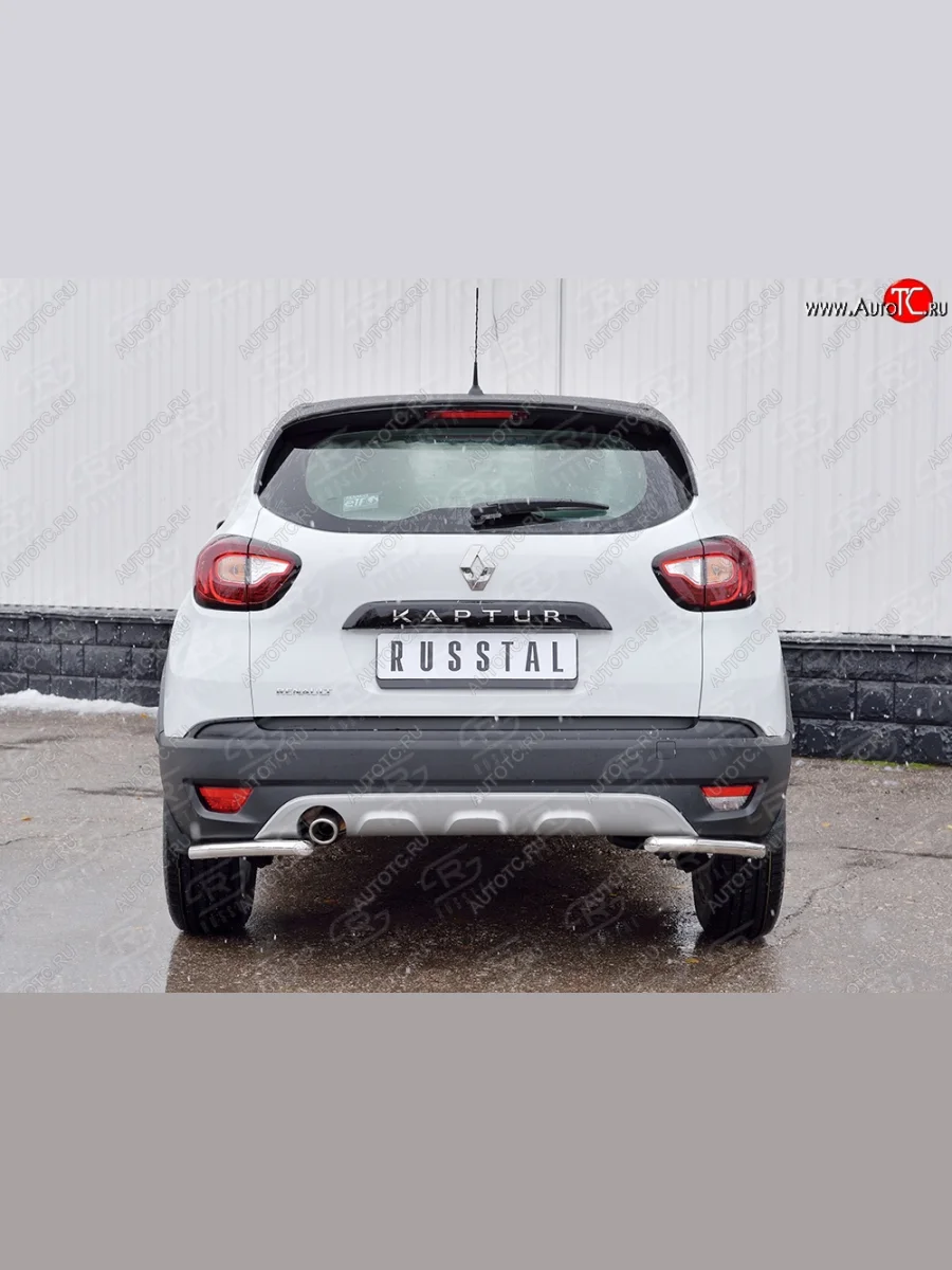 Защита заднего бампера (Ø42 мм уголки, нержавейка) SLITKOFF Renault Kaptur дорестайлинг (2016-2020)  в Керчи Республика Крым