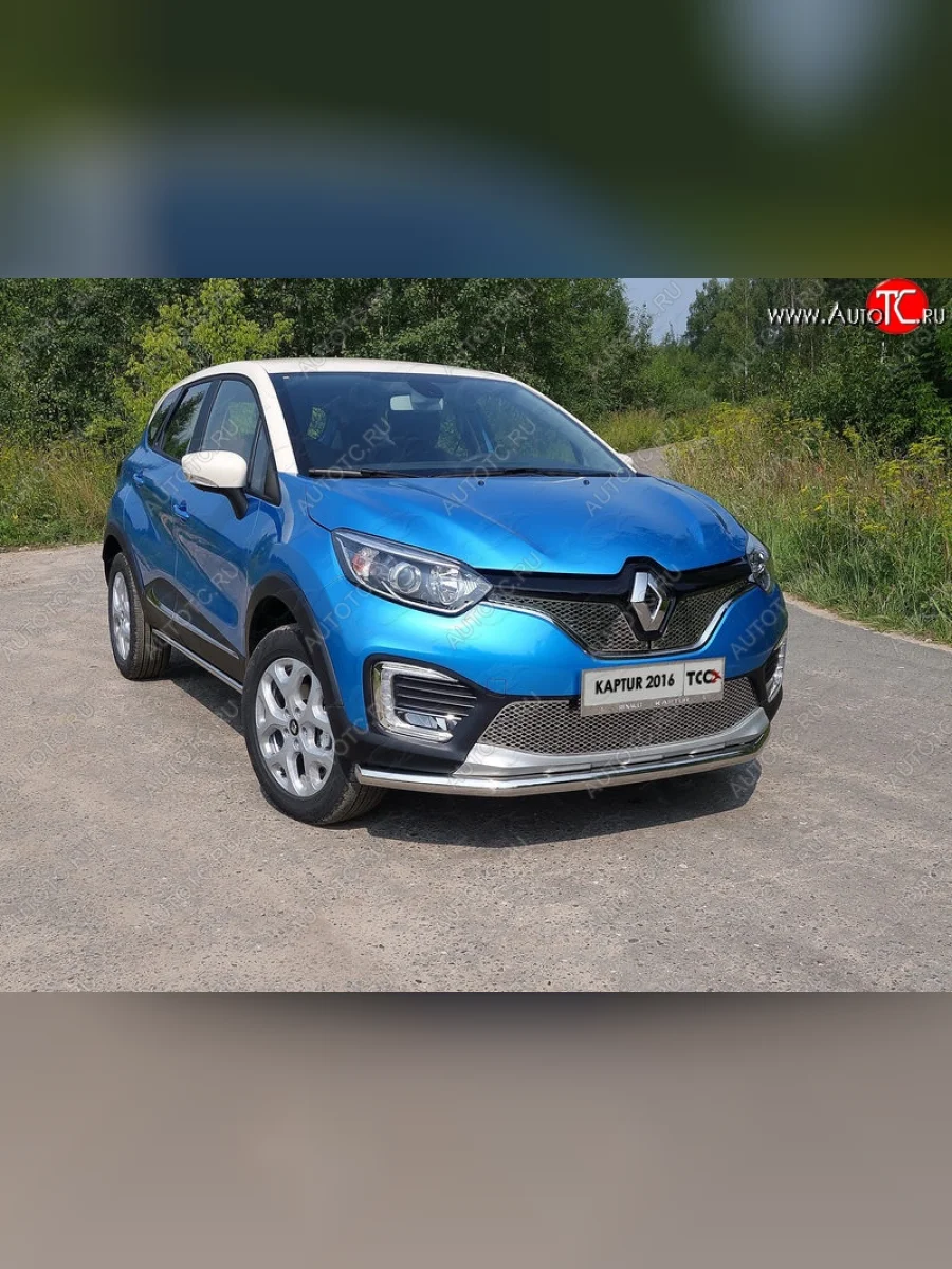 Защитная решётка в воздуховод бампера Berkut (нержавейка) Renault Kaptur дорестайлинг (2016-2020)  в Самаре Самарской области