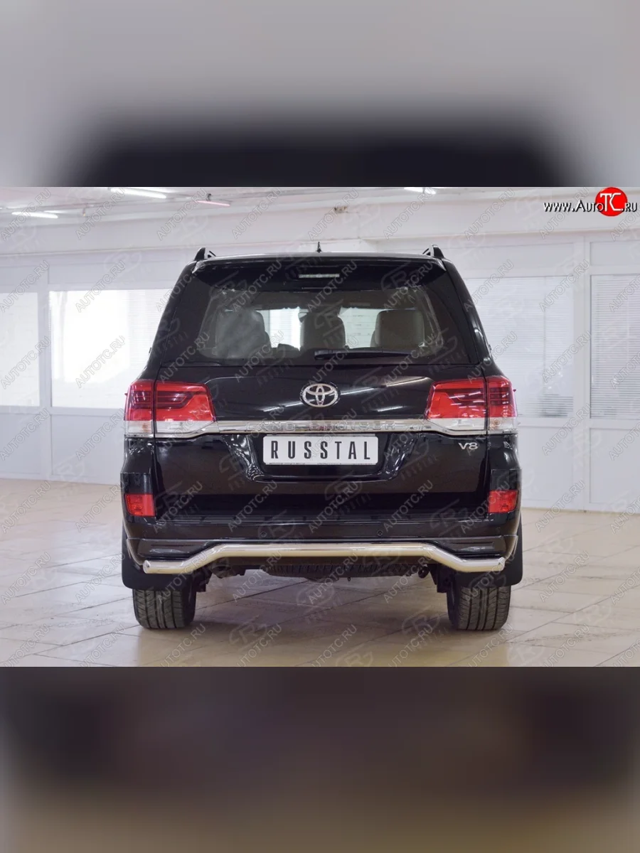 Защита заднего бампера (Ø63 мм волна, нержавейка) SLITKOFF Toyota Land Cruiser 200 2-ой рестайлинг (2015-2021)  в Самаре Самарской области