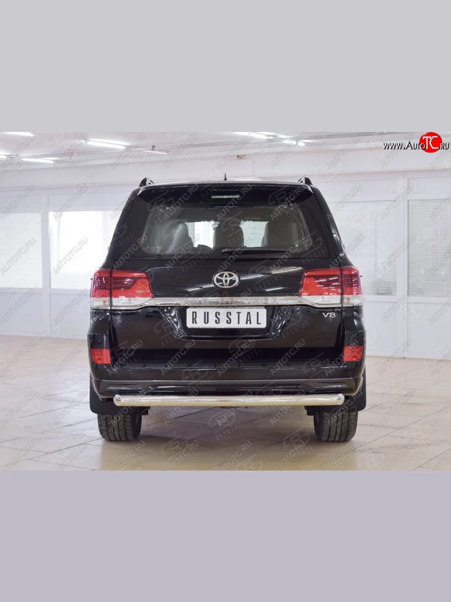 Защита заднего бампера (Ø76 мм дуга, нержавейка) SLITKOFF Toyota Land Cruiser 200 2-ой рестайлинг (2015-2021)  в Самаре Самарской области