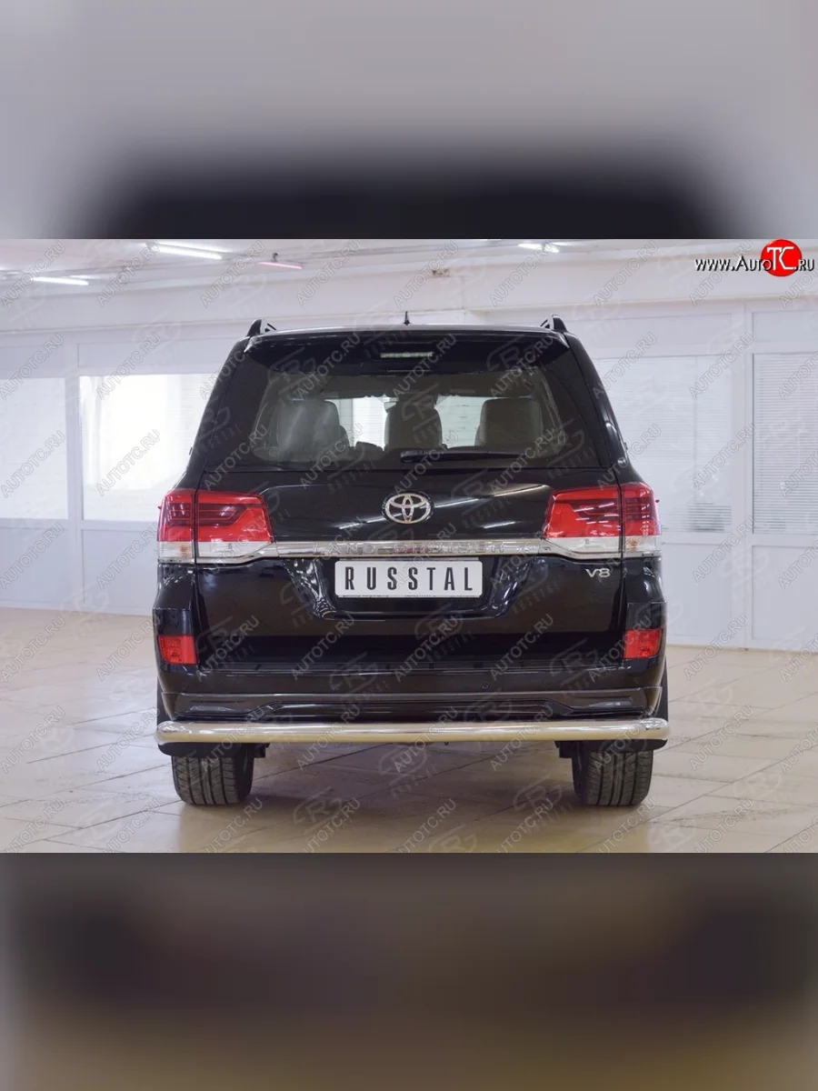 Защита заднего бампера (Ø76 мм, нержавейка) SLITKOFF Toyota Land Cruiser 200 2-ой рестайлинг (2015-2021)  в Самаре Самарской области