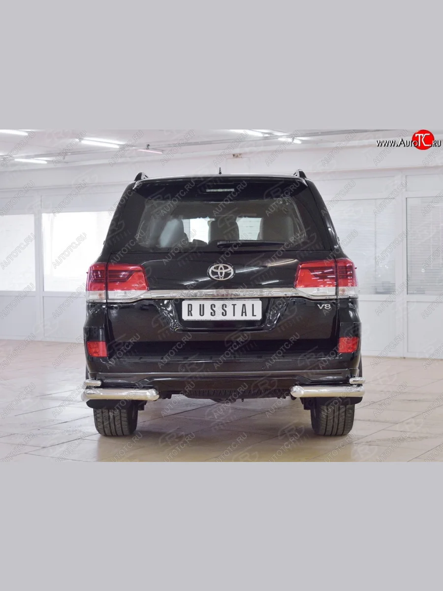 Защита заднего бампера (2 трубы Ø76х42 мм, нержавейка) SLITKOFF  Toyota Land Cruiser (2015-2021) 200  с доставкой в г. Самара