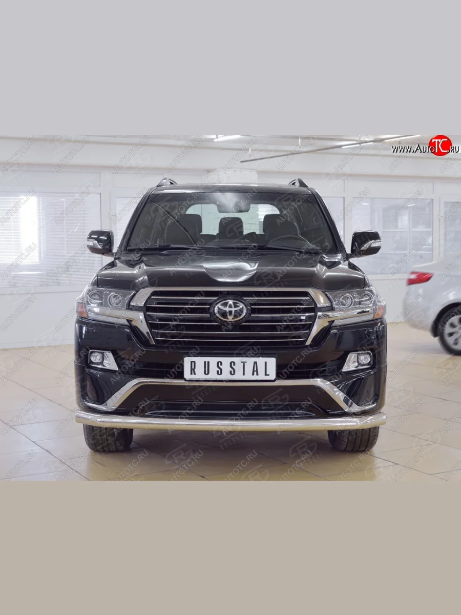 Защита переднего бампера из трубы диаметром 76 мм SLITKOFF (длинная) Toyota Land Cruiser 200 2-ой рестайлинг (2015-2021)  в Керчи Республика Крым