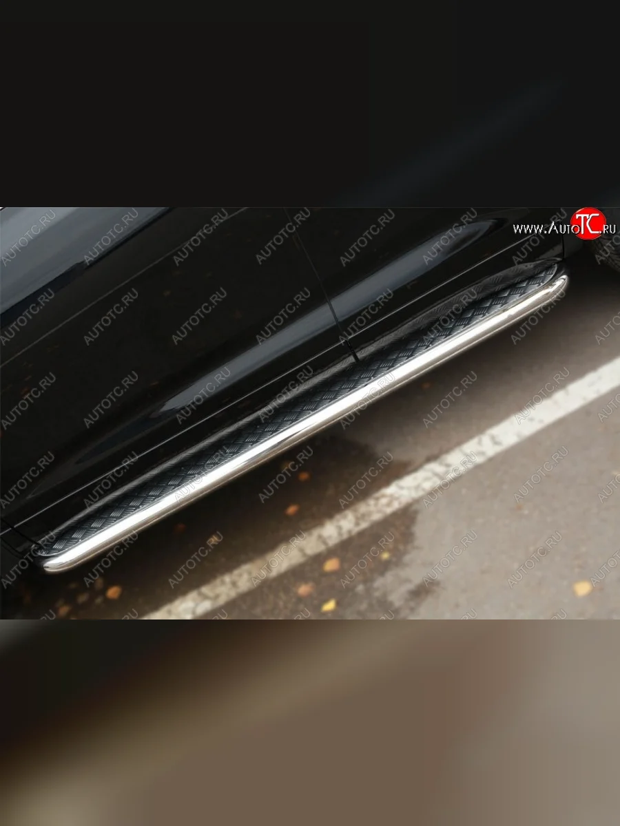 Порожки для ног (Ø63) SLITKOFF  Toyota Highlander (2013-2017) XU50 (лист - алюминий, профиль - сталь)  в Воронеже Воронежской области