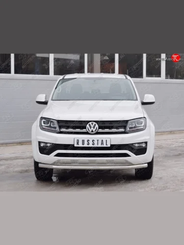 Защита переднего бампера (Ø63 мм, нержавейка) SLITKOFF Volkswagen Amarok (2016-2022) рестайлинг