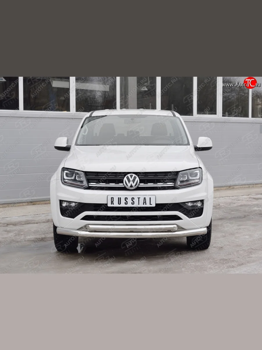 Защита переднего бампера (2 трубыØ76 и 63 мм, нержавейка) SLITKOFF  Volkswagen Amarok (2016-2022)  в Самаре Самарской области