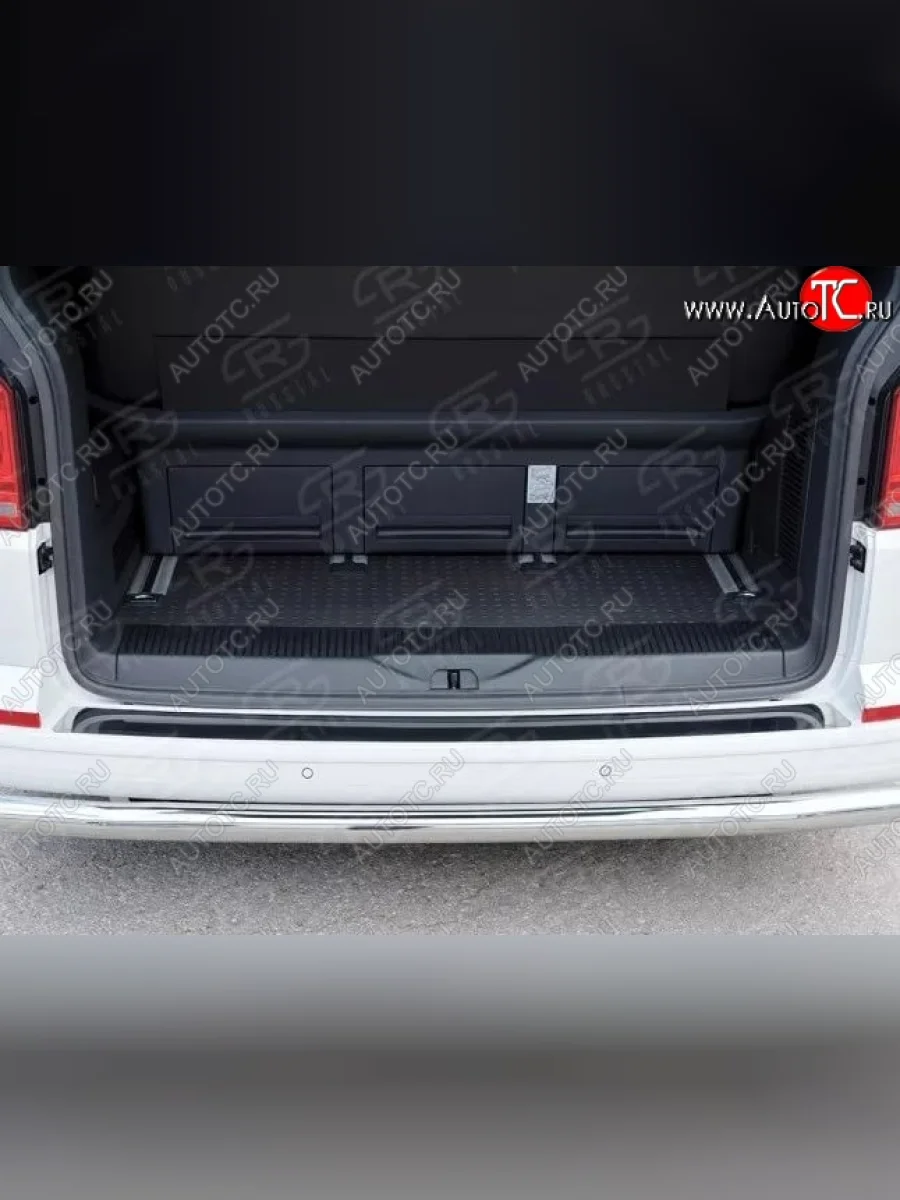 Накладка защитная на верхнюю часть заднего бампера Russtal Volkswagen Transporter T6 дорестайлинг (2015-2019) (Нержавейка полированная)  в Перми Пермском крае