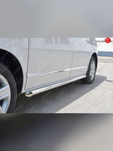 Защита порогов из круглой трубы диаметром 63 мм (короткая база) SLITKOFF (левая защита) Volkswagen Multivan  T6 - Transporter  T6