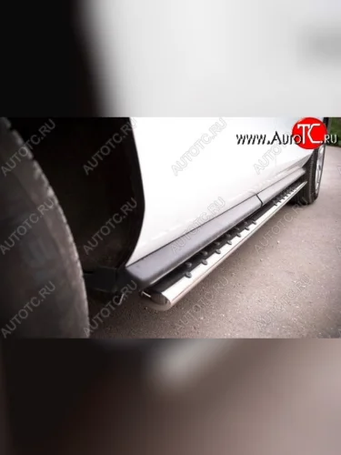 Защита порогов из овальной трубы диаметром 75x42 мм с проступью Russtal Mazda CX-7 ER дорестайлинг (2006-2010)