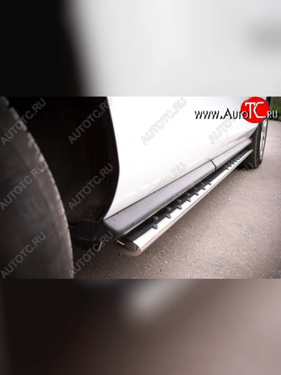 Защита порогов из овальной трубы диаметром 75x42 мм с проступью Russtal Mazda CX-7 ER дорестайлинг (2006-2010)  в Перми Пермском крае