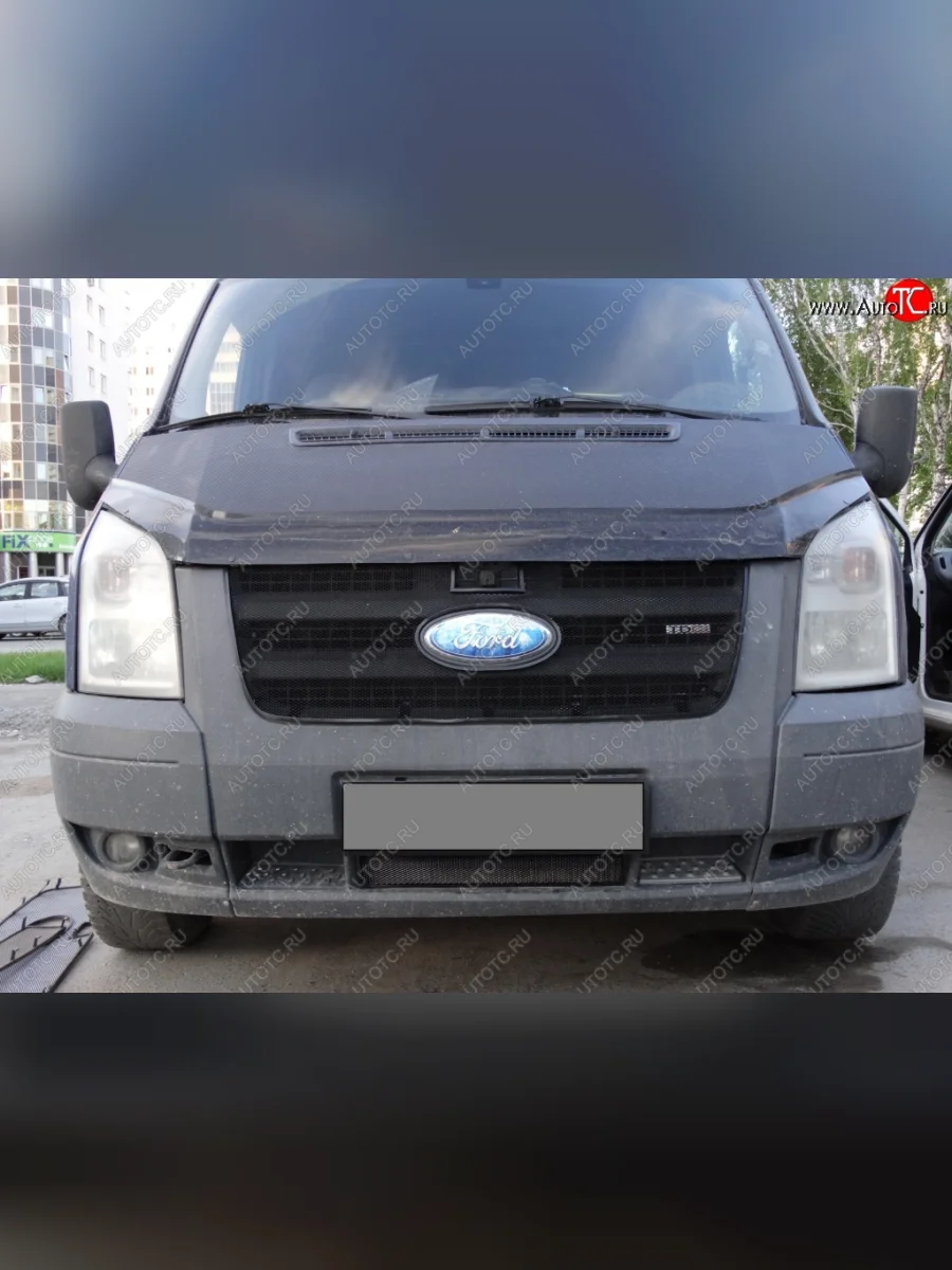 Сетка в решетку радиатора Russtal Ford Transit цельнометаллический фургон (2006-2014) (черная)  с доставкой в г. Керчь