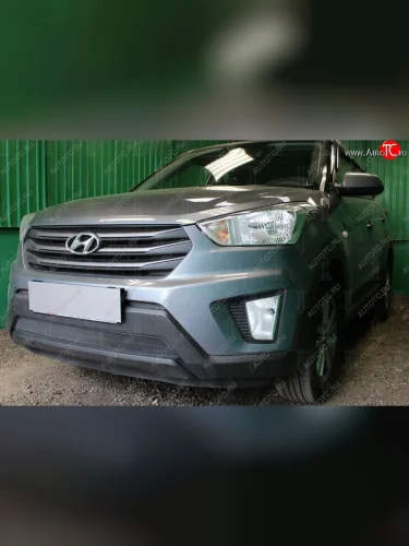 Защитная сетка на бампер Russtal (черная) Hyundai Creta GS рестайлинг (2019-2021)