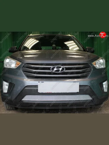Защитная сетка на бампер Russtal (хром) Hyundai Creta GS рестайлинг (2019-2021)