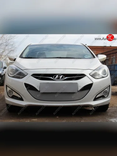Защитная сетка на бампер Russtal (хром) Hyundai I40 1 VF дорестайлинг седан (2011-2015)